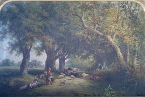 A Country Road (+ The Woodland Path; Pair) by Alfred Collins