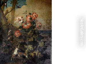 Poppies At The Foot Of A Tree With Swallows, Redstarts And Other Birds by Charles Collins