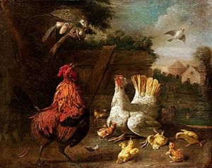 Rovfagel Attackerar Honsfamilj by Charles Collins