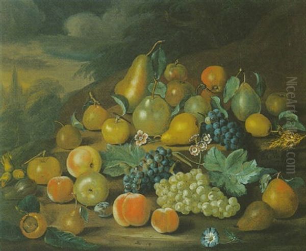 A Still Life Of Pears, Peaches And Grapes - view 1