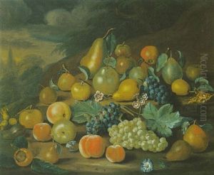 A Still Life Of Pears, Peaches And Grapes by Charles Collins