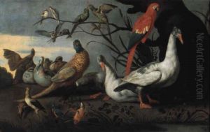 Exotic Fowl In A Landscape Exotic Fowl In A Landscape