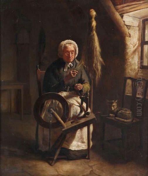 Vrouw Aan Spinnewiel - view 1