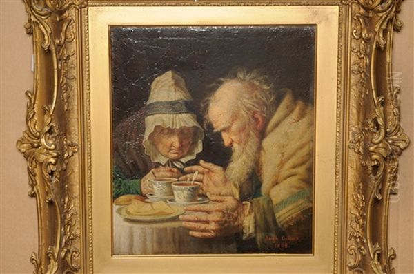 An Elderly Couple Seated At A Table Saying Grace - view 1