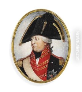 King George Iii, In Blue And Red General's Uniform (the Blues) With Gold Epaulettes, Black Stock, Buff-colored Sword-belt, Black Cocked Hat Edged With Gold