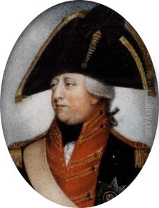 Brustbild Des Konigs George Iii Von England Und Hannover In Blau-roter Uniform Und Zweispitz