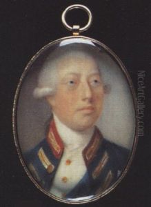 King George Iii, Of Great Britain, Wearing Windsor Uniform, His Blue Coat With Scarlet Collar, The Ribbon And Star Of The Garter, His Wig Worn En Queue