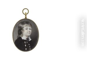A Young Boy Called, Master Eden, Wearing Dark Brown Coat And Matching Waistcoat, White Chemise With Frilled Edge To The Collar Drawn With Black Ribbon, His Fair Hair Worn To His Shoulders by Samuel Collins