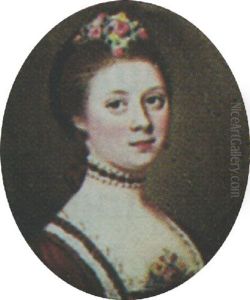 A Lady (lady Baynton?) Wearing A Lace-trimmed Maroon Dress by Samuel Collins
