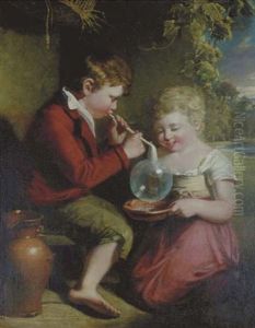 Children Blowing Bubbles by William Collins