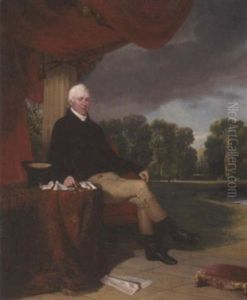 Portrait Of James Campbell Of Hampton Court House, In A Black Jacket And Cream Breeches by William Collins