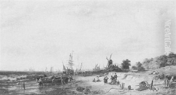 Fisherfolk On The Shore - view 1