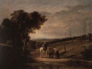 A Scene Near Chichester: Children Collecting Water From A Stream
