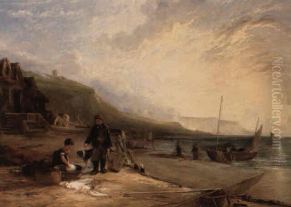 Unloading The Catch At Low Tide - view 1