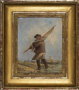 Coast With Figures And Boats by Charles Collins