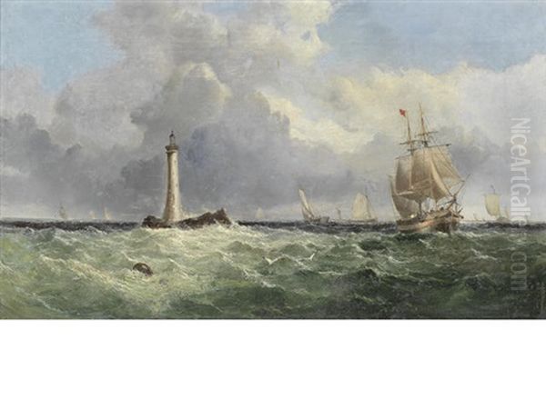 Shipping Off The Eddystone Lighthouse - view 1