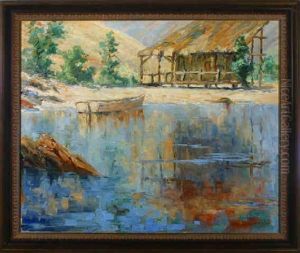 Coastal Inlet - Shack And Skiff by George Sumner Colman