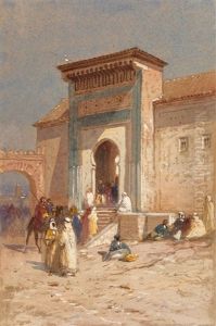 Entranceway To Sion Halomi And Evening Before Market At Tangiers (2 Works)