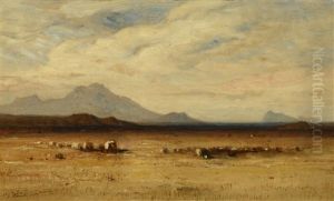 Wagon Train In Oregon by Samuel Colman