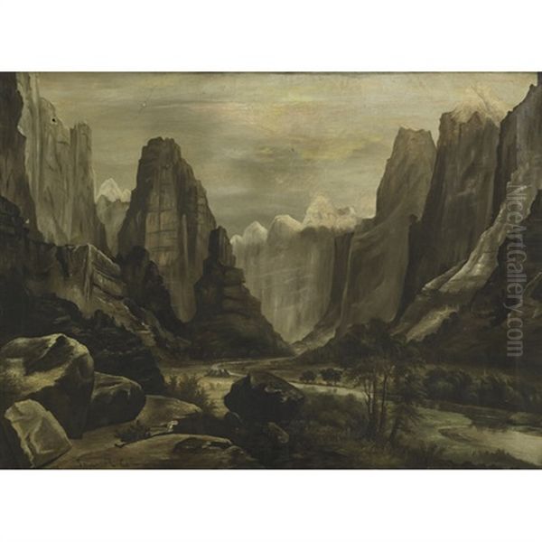 A Snow-capped Mountain Pass - view 1