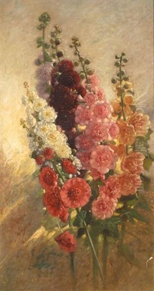 Hollyhocks - view 1
