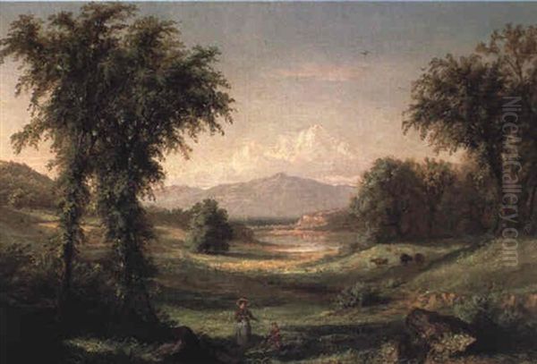 New Hampshire Scene With Miss Elma Mary Gove And A Girl - view 1