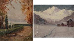 Paesaggio Innevato Con Baite (+ Autunno; 2 Works) by Giovanni Colmo