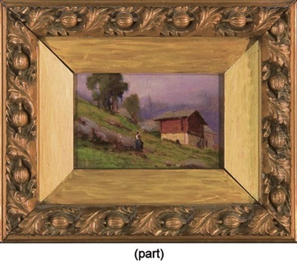 Paysage De Montagne Avec Une Ferme (+ Paysage De Montagne Avec Un Personnage Au Premier Plan; Pair) - view 1