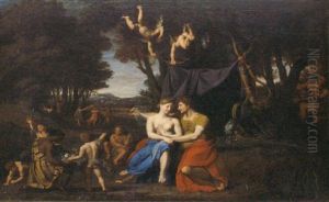 Mars Et Venus Dans Un Paysage Classique Entoures D'amours by Nicolas Colombel