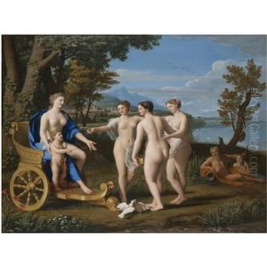 A Classical Landscape With Venus And Cupid Accompanied By The Three Graces by Nicolas Colombel