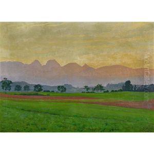 Feldlandschaft Mit Gantrisch In Der Abendsonne