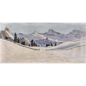 Verschneites Bergpanorama Bei Adelboden