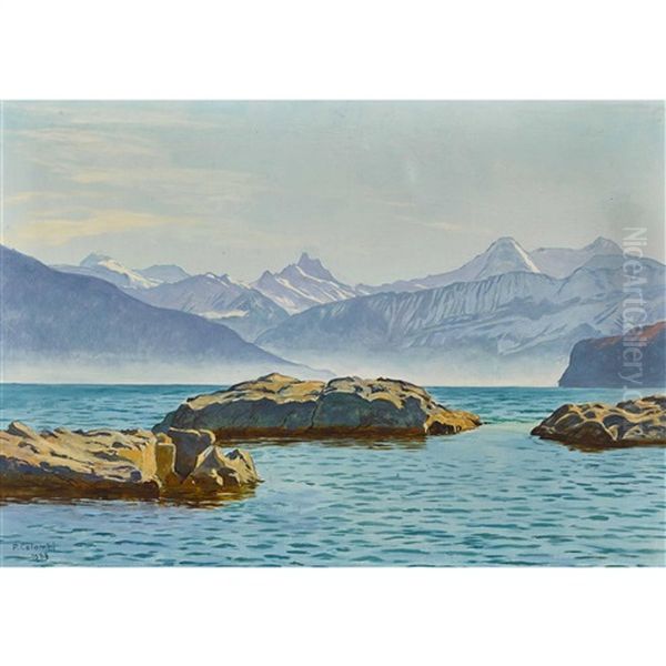Thunersee Bei Spiez Mit Schreckhorn, Eiger Und Monch - view 1