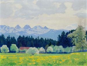 Spring Near Kirchdort With The Gantrisch by Plinio Colombi