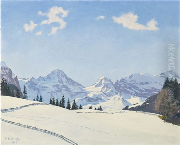 Breithorn Und Tschingelhorn Im Winter Von Wengen Aus - view 1