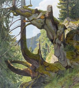 Sommerlicher Berghang Mit Baumen