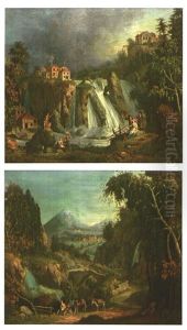 Landschaftscapricci Mit Figurenstaffage (pair) by Giovanni Battista Innocenzo Colombo