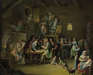 Interno Di Osteria Con Musicanti, Danzanti E Giocatori Di Carte by Giovanni Battista Innocenzo Colombo