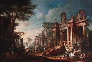 Ruinenlandschaft Mit Landvolk Und Reitern by Giovanni Battista Innocenzo Colombo