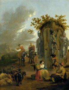 Pastorale Landschaft Mit Hirten An Einem Brunnen by Adam de Colonia