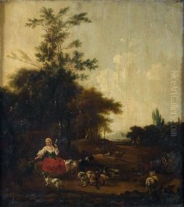 Repos D'une Bergere Et De Son Troupeau