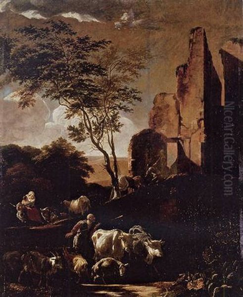 Peasants Driving Cattle - view 1