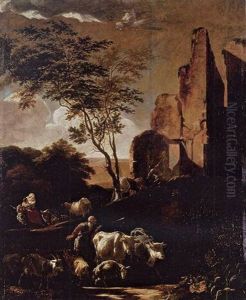 Peasants Driving Cattle by Adam de Colonia