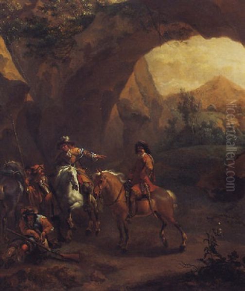 Landscape With Troopers And Soldiers Beneath A Rocky Arch - view 1