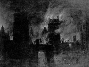 L'incendie D'une Ville (l'incendie De La Poudriere De Delft) by Adam de Colonia