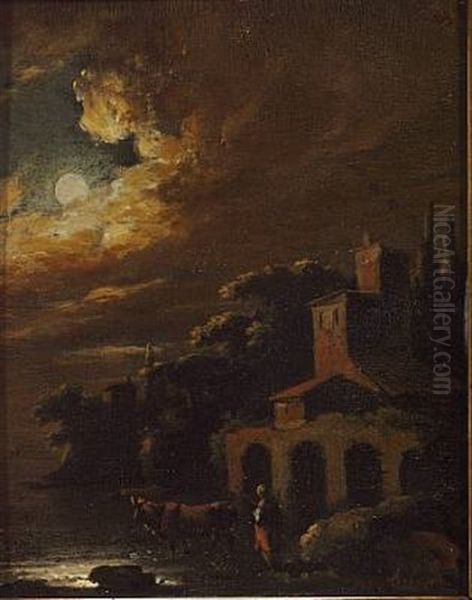 A Moonlit River Landscape - view 1