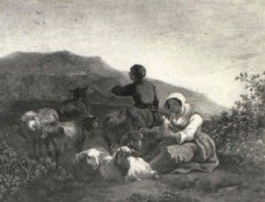 Peasants With Sheep And Goats Resting In A Landscape by Adam Louisz Colonia