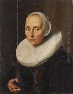 Portrait Of A Lady, Half-length, In Black, Fur-trimmed Costume With A White Ruff And Lace Cap