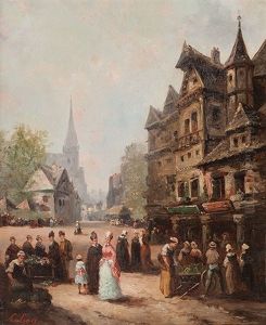 Markt In Einem Kleinen Stadtchen by Guillaume Francois Colson