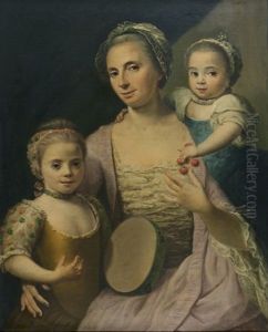 Portrait De Jeune Femme Et Ses Deux Filles by Guillaume Francois Colson